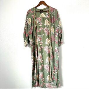 Angie Women’s Green Floral Print Kimono Size M